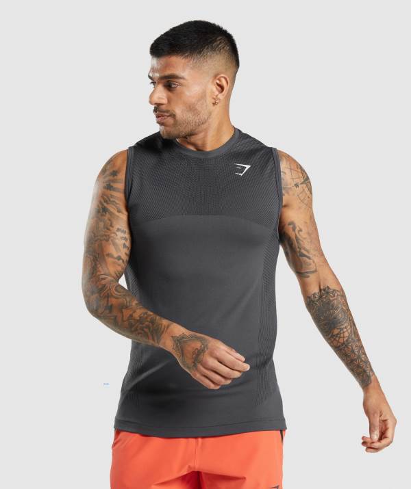 Panske Tielko Gymshark Apex Seamless Čierne Čierne Siva | KH8253947